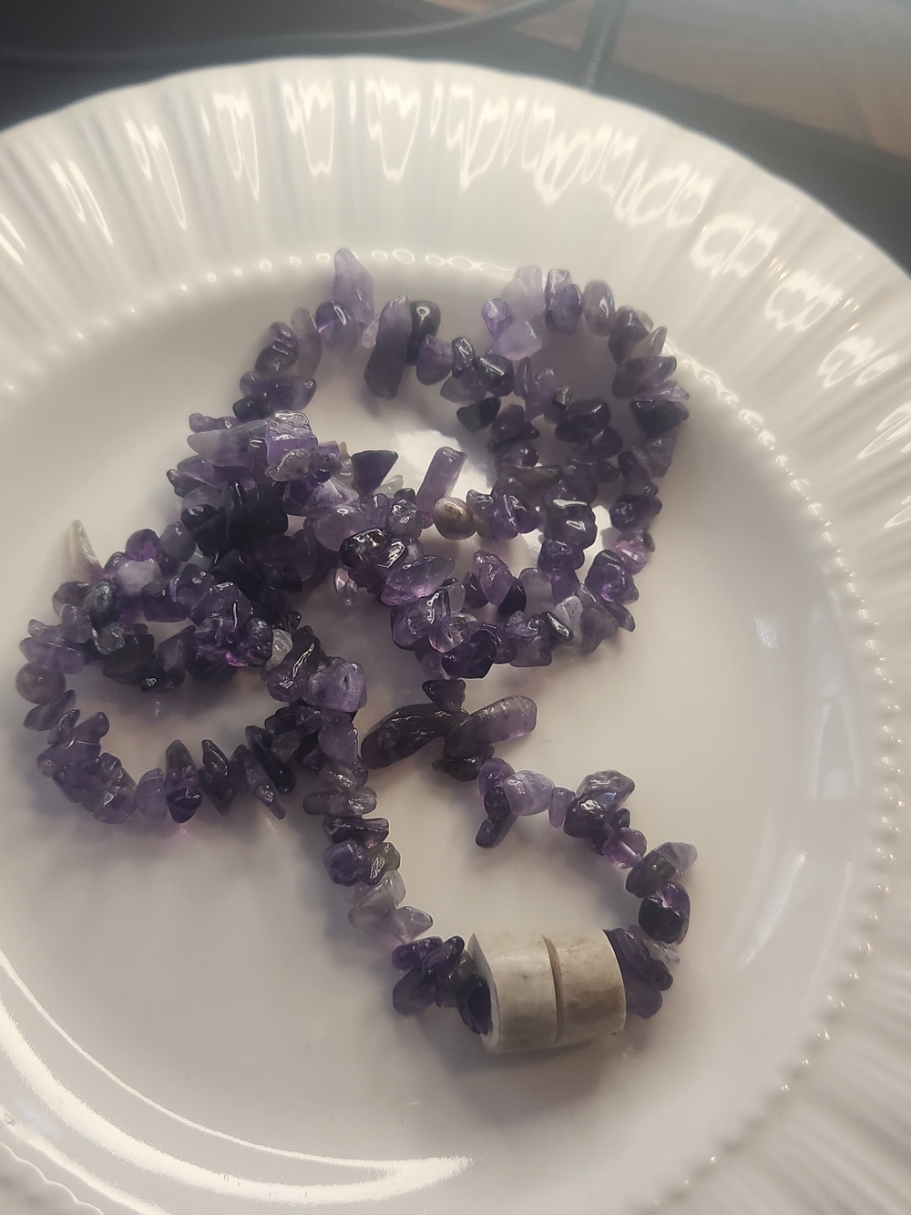 Amethyst Chip Bead Necklace - Purple Gemstone Strand